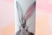 Large brand new unscented decorative pillar candle spring easter birthday new home/bunny /rabbit
