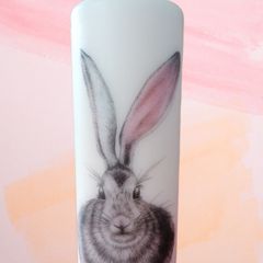 Large brand new unscented decorative pillar candle spring easter birthday new home/bunny /rabbit