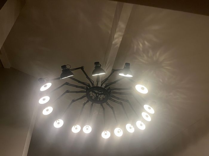 One of a kind bespoke large statement light designed and made by lighting designer  artist