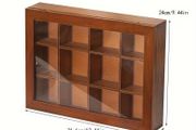 12 grid wooden storage box for crafts, miniatures display
