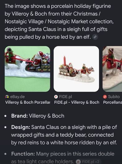 Villeroy & Boch rare collectible Santa Sleigh with candle holder
