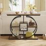 Narrow Console Table for Hallway 4-Tier Rustic Sofa Table with Circle Metal Base Industrial Wooden Entryway Table with Storage Shelves for Living Room Foyer Image 3