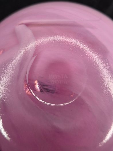 Kosta Boda Swedish Pink Glass Swirl Bowl Tealight Holder Signed