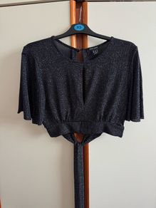 Black Sparkly Stretch Top (Size 12)