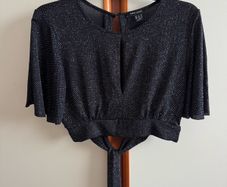 Black Sparkly Stretch Top (Size 12)