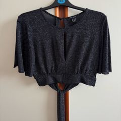Black Sparkly Stretch Top (Size 12)