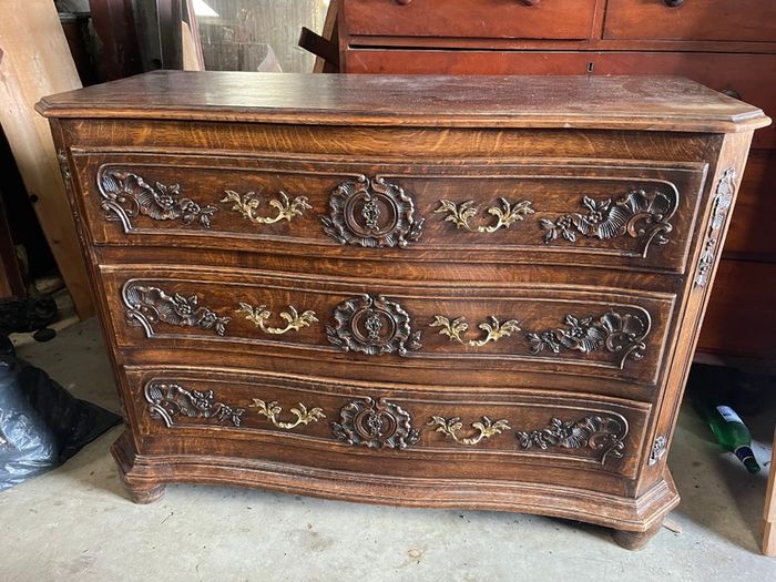 Fabulous old large Belgian carved wood chest of drawers