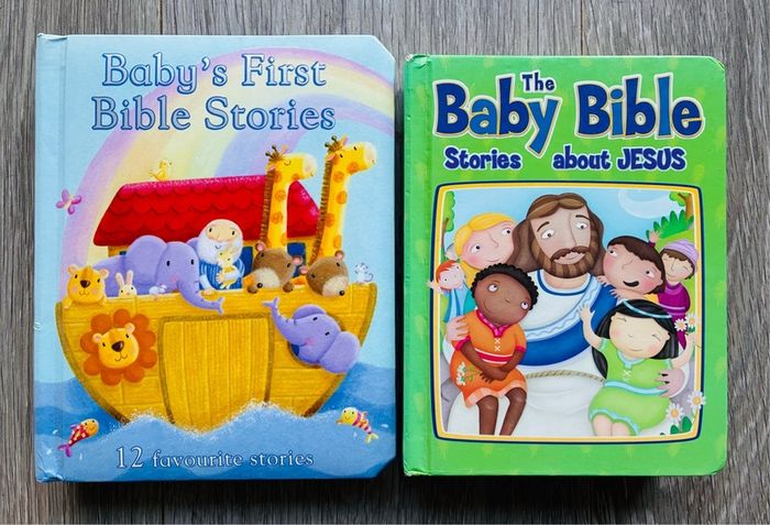 Bundle of 2 Toddler Interactive Bible Board Books - Noah's Ark, Jesus, & More