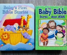 Bundle of 2 Toddler Interactive Bible Board Books - Noah's Ark, Jesus, & More