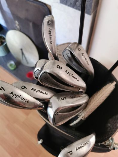 golf clubs and bag