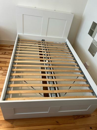 IKEA Brimnes Double Bed Frame with Headboard and Storage