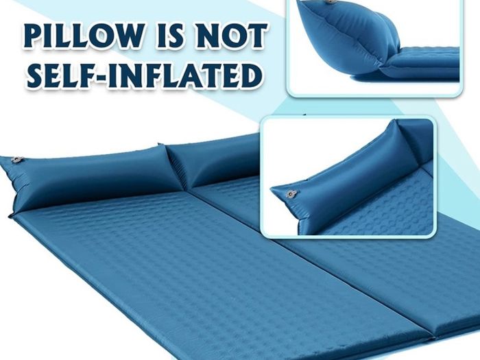 Double Self-Inflating Camping Mat - 2 Man Lightweight Sleeping Mat, Inflatable Camping Mat for 2 Person, Two Man Thick Sleeping Pad with Pillow for Hiking, Backpacking, Car Camp (FREE POSTAGE)