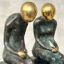 Male & Female Sculpture - Patinated Bronze On A Wooden Plinth Image 7