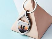 Personalised custom printed heart shape metal keyring