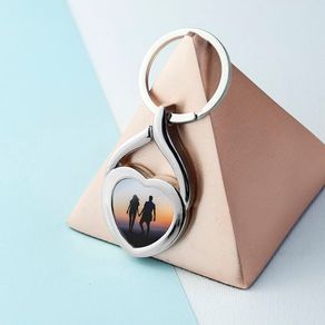Personalised custom printed heart shape metal keyring