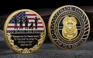 God Bless The Police Challenge Coin