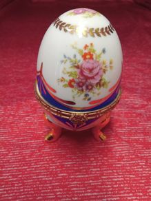 Vintage Egg Shaped Trinket Box