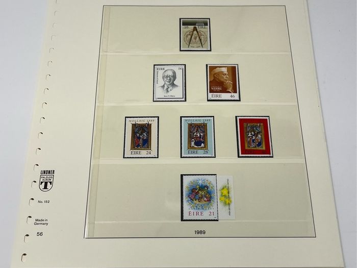 1972-91 Ireland Mint Never Hinged Stamp Collection in Lindner Album. Contained on 56 Lindner Album Pages. 58 Images.