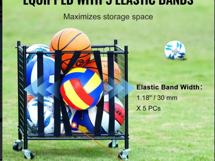 Rolling Sports Ball Storage Cart  50.7 x 50 x 54.5 cm
