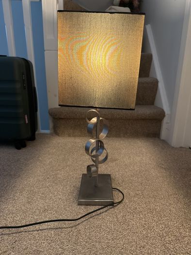 Table Lamp (navy lamp shade & silver base/neck)