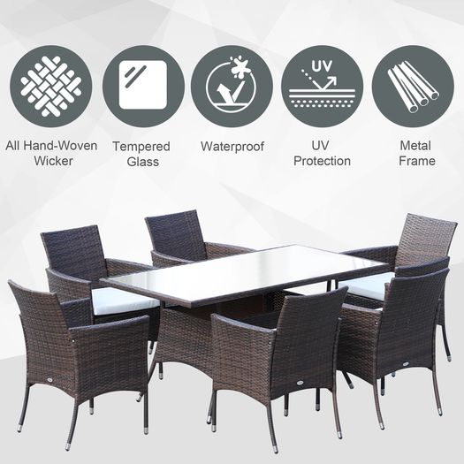7 Pcs Rattan Dining Set