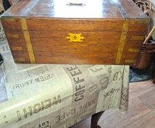 Rare Antique Brass and Walnut Writing Slope, likely dating to the Regency period circa 1825 with Hidden 3 Drawers. Postage Available or Collection