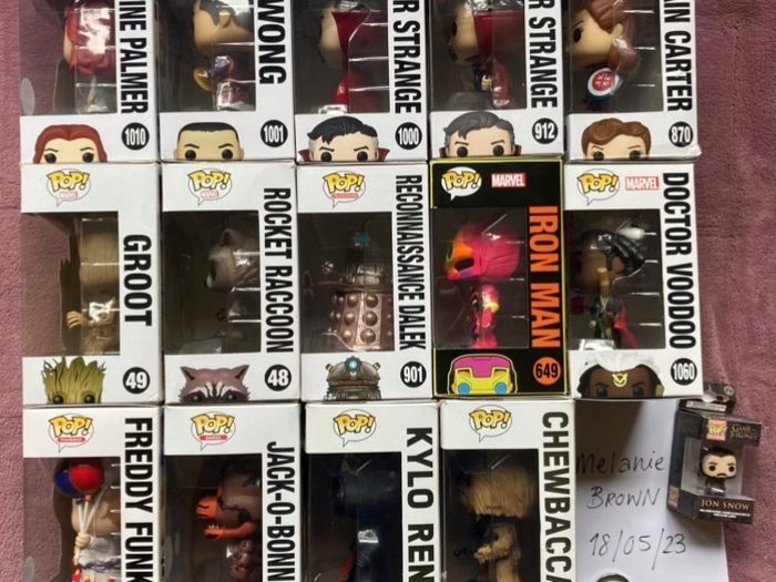 Funko Pop Pops Funko Store Exclusive Marvel Doctor Strange Voodoo Groot Rocket Raccon Christine Palmer Iron Man Blacklight Dalek Kylo Ren Chewbacca Harry Potter Dobby Jon Snow Guardians of the Galaxy Star Wars Doctor Who Freddy Funko