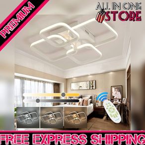 LED Dimmable Ceiling Lights with Remote, Chandelier Ceiling Light with 4 Squares, Flush Mount Ceiling Lamp for Living Room Kitchen Office Bedroom Dining Room (FREE POSTAGE)