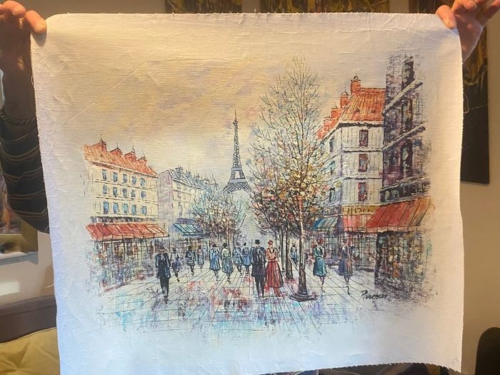 Hand Painted Oil on Canvas - Vintage Parisienne Scene