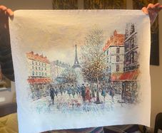 Hand Painted Oil on Canvas - Vintage Parisienne Scene