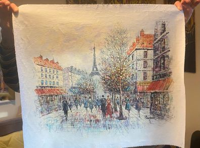 Hand Painted Oil on Canvas - Vintage Parisienne Scene