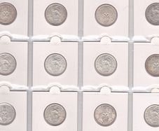 G.B. 12 x .500 silver (33.96 grams) George 6th Shillings