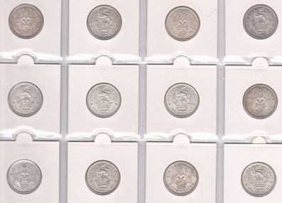G.B. 12 x .500 silver (33.96 grams) George 6th Shillings