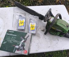chainsaw , chainsaw sharpener and oil