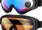2-Pack Ski Goggles, Compatible Snowboard Goggles for Kids, Teens, Youth, Boys, Girls, Men and Women, Motorcycle Goggles, Wind Resistance Goggles