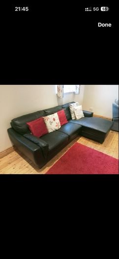 black leather sofa