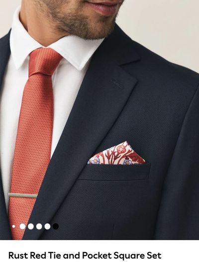 x3 Bundle - Brand New Next Rust Red Tie & Pocket Square Set - RRP - 22.50