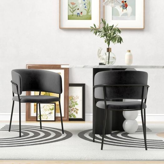 Upholstered Chair, Modern and Comfortable, 57x53x73 cm, Gray