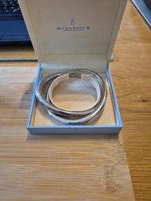 Newbridge Silver crossed double bangle.