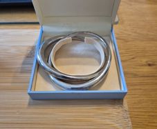 Newbridge Silver crossed double bangle.