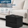 Storage Box, Small Storage Stool with Side Pocket, Folable Foot Stool for living Room & Bedroom, 40 x 30 x 30 cm, Load up to 100 kg, Black Image 4