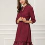 Brand New Allegra K Women Dress. Ruffle Hem Chiffon Short Dress Burgundy Image 4