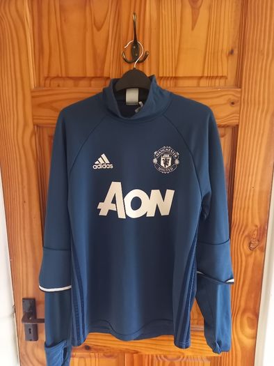 Navy Adidas Fleece Manchester United Training Top Mens Medium