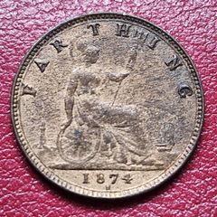 1874 H (Heaton) FARTHING Victoria coin