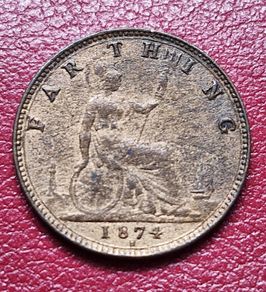 1874 H (Heaton) FARTHING Victoria coin