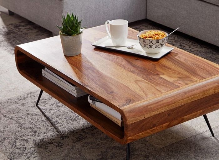 Sheesham Wood Coffee Table with Storage Shelf.