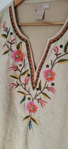 Wear-It Boho Faux Suede Floral Top Sz 2 (Fit 12-14 UK) - Bnwot