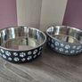 Set of x2 Stainless Steel Dog Feeder/ Drinking Bowls Image 2