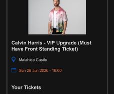 Calvin Harris Tickets Upgrade x 2