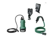 Bosch Home and Garden Cordless Submersible Water Pump GardenPump 18V-2000 Extension Kit (with Wall and Tank attachments and 2.5 m Garden Hose, in Carton Packaging), Classic Green
